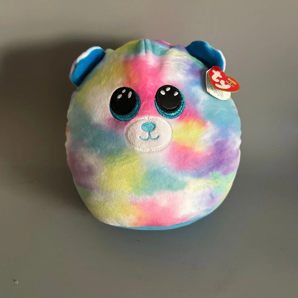 Ty Squish-a-Boos Hope the Bear Rainbow Tie Dye Plush Stuffed Animal 10 inch